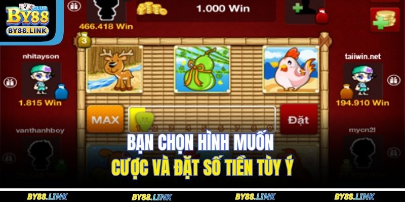 Bầu Cua Online Tại By88 - Hướng Dẫn Luật Chơi Thắng Lớn 2025 3 Bạn chọn hình muốn cược và đặt số tiền tùy ý